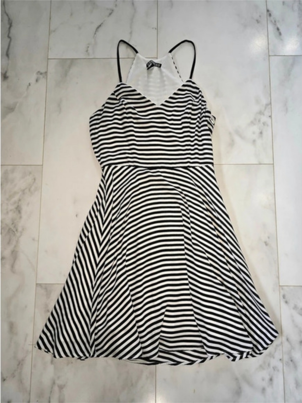 Express Black & White Striped Skater Dress.
 Size 0